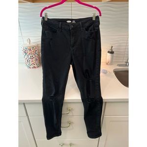 Old Navy | Black Distressed Rockstar Super Skinny High Rise Denim Jeans Size 12